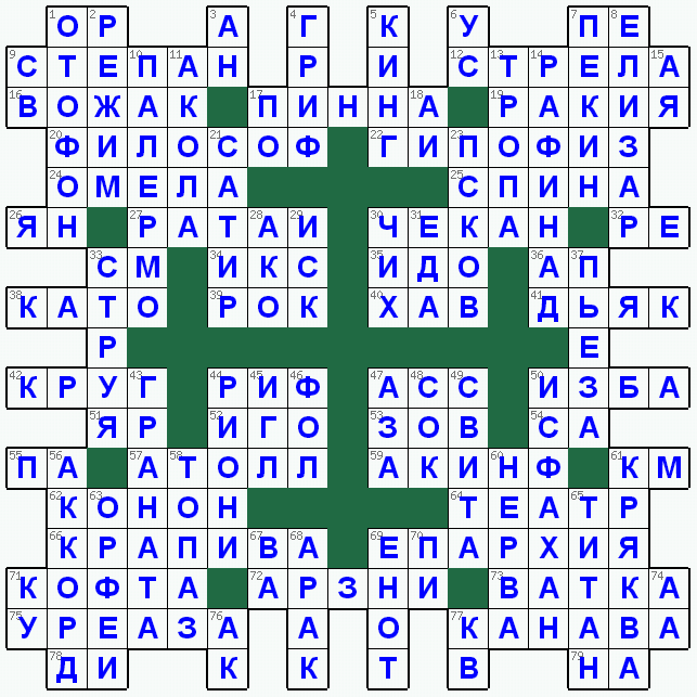 Распечатать кроссворд