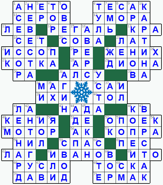 Распечатать кроссворд