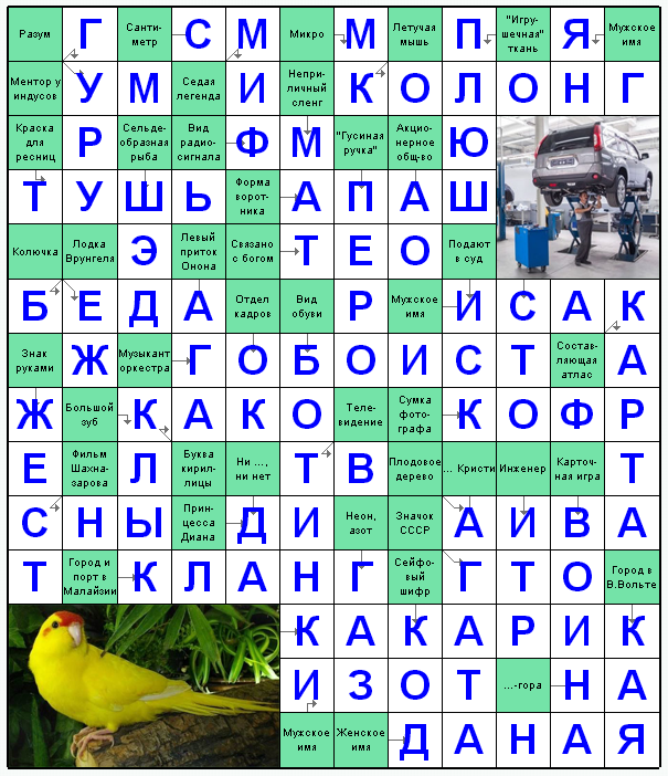 Распечатать сканворд